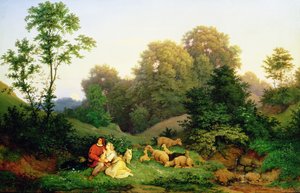 Pastor y pastora en un paisaje alemán, 1844